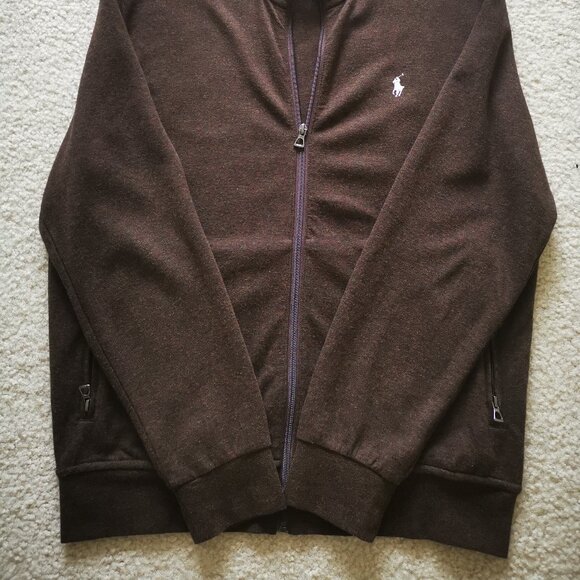Polo by Ralph Lauren LUXURY JERSEY TRACK JACKET CIRCUIT BROWN HEATHER Size M - Picture 4 of 4